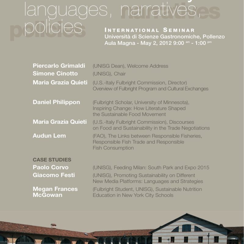 Communicating Food Sustainability: languages, narratives, policies