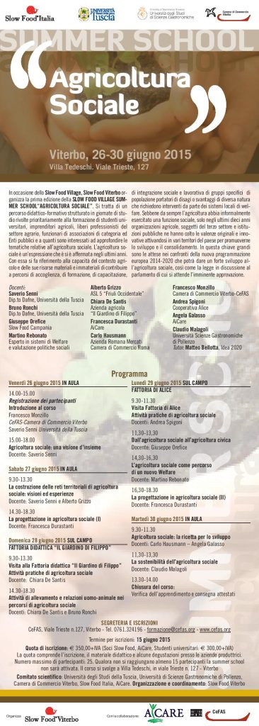 Summer School-Agricoltura Sociale